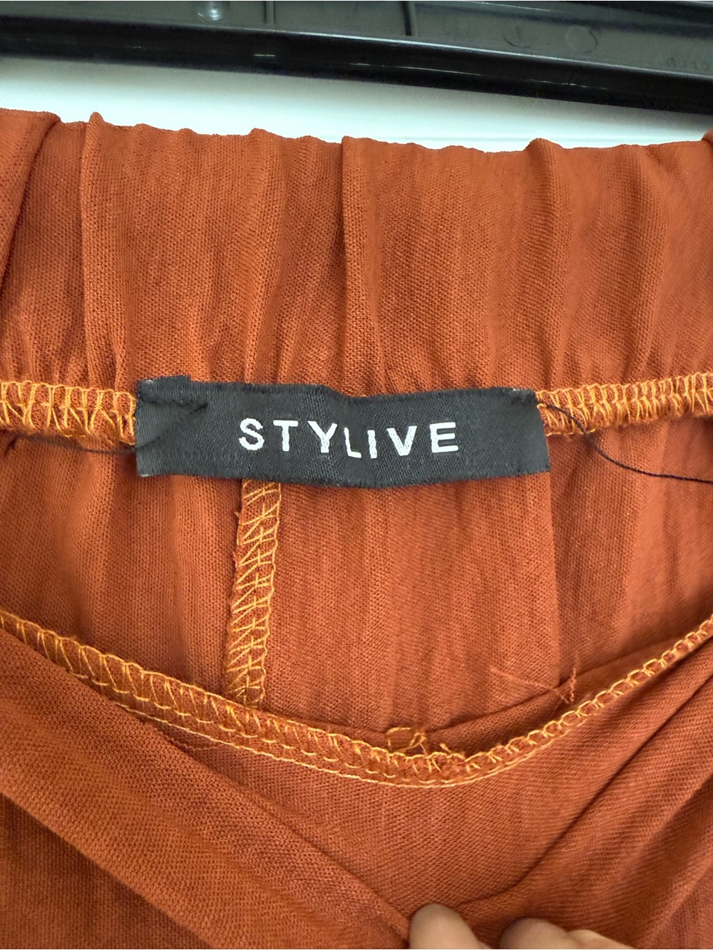 Wide-Leg Pleated Pants in Rust - Picture 2 of 3